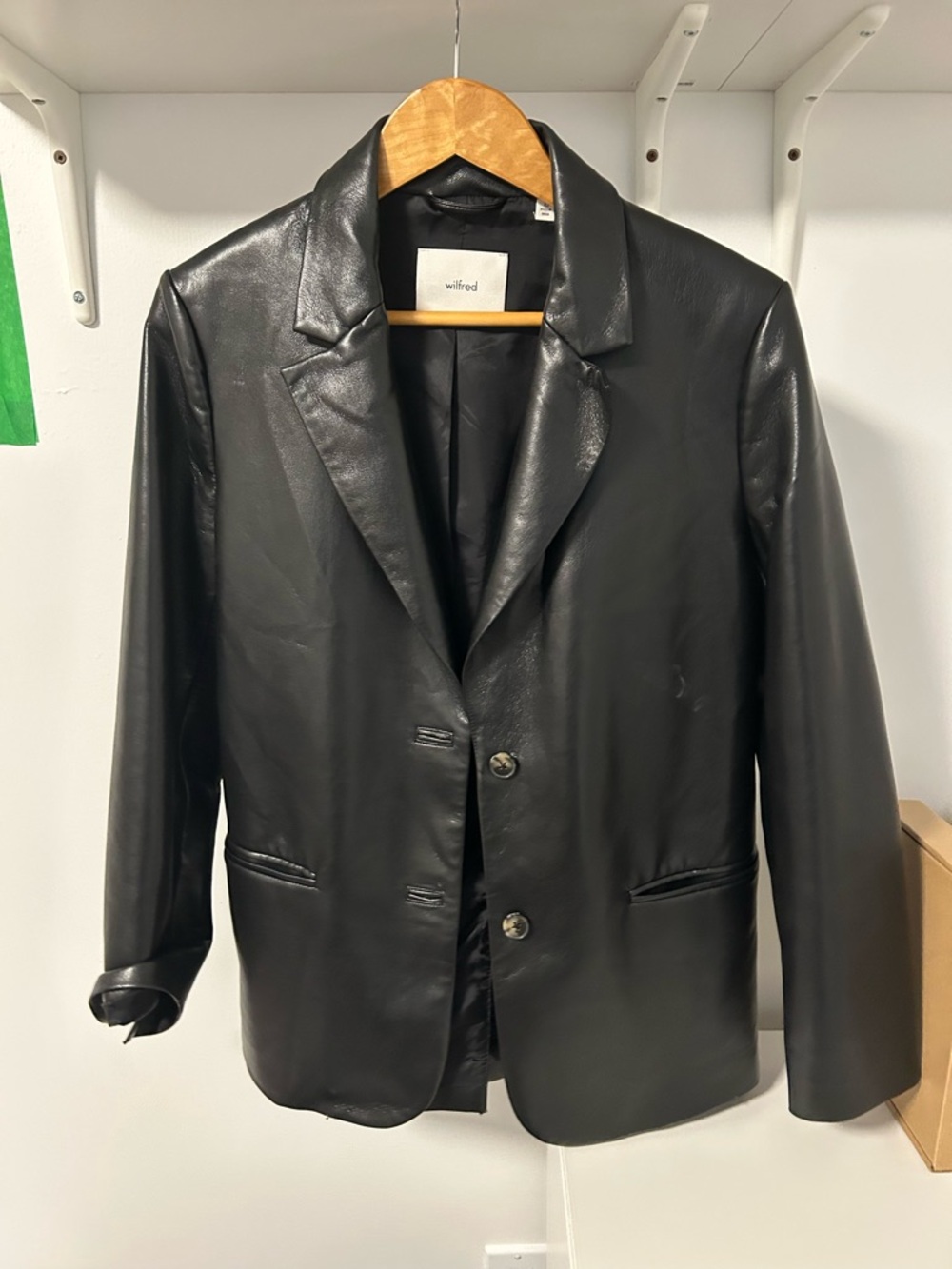 Wilfred Black Faux Leather Blazer